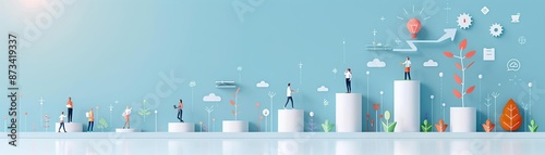 Career growth initiative, training and development, flat design illustration