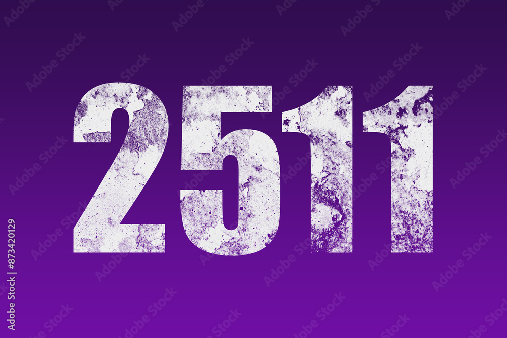 flat white grunge number of 2511 on purple background. flat white grunge number of 2511 on purple background.