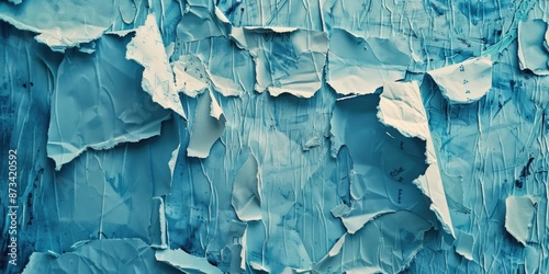 Wallpaper Mural A blue background with torn paper on it. The paper is crumpled and torn, giving the image a sense of chaos and disorder Torontodigital.ca