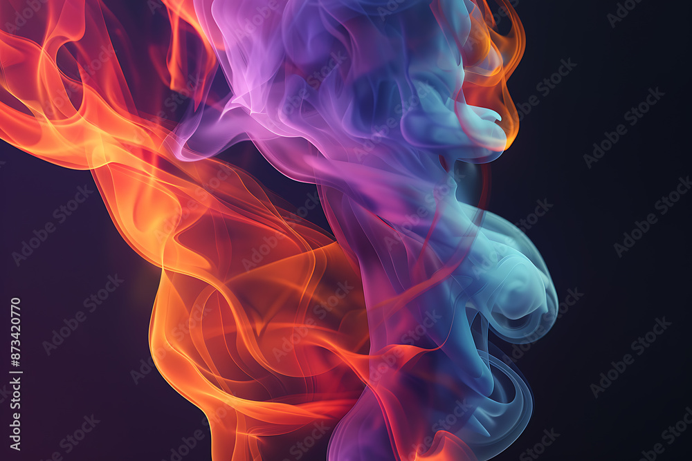 Floating smoke-like shapes in various colors on a black background, creating an ethereal and mesmerizing visual effect. Floating smoke-like shapes in various colors on a black background, creating an ethereal and mesmerizing visual effect.