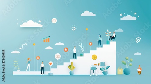 Recruitment growth, new hires onboarding, flat design illustration