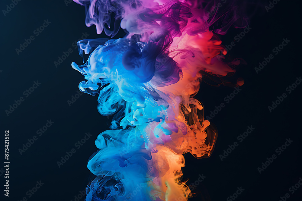Floating smoke-like shapes in various colors on a black background, creating an ethereal and mesmerizing visual effect. Floating smoke-like shapes in various colors on a black background, creating an ethereal and mesmerizing visual effect.