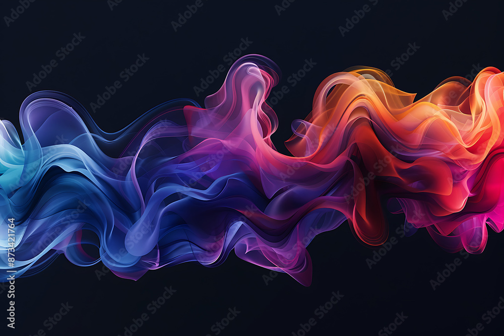 Floating smoke-like shapes in various colors on a black background, creating an ethereal and mesmerizing visual effect. Floating smoke-like shapes in various colors on a black background, creating an ethereal and mesmerizing visual effect.
