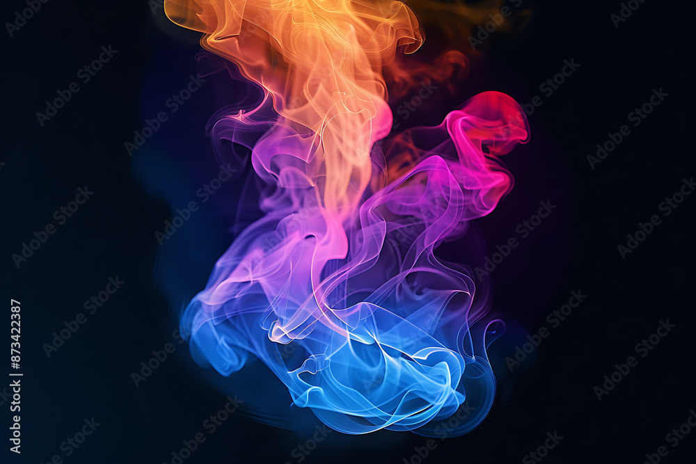 Floating smoke-like shapes in various colors on a black background, creating an ethereal and mesmerizing visual effect. Floating smoke-like shapes in various colors on a black background, creating an ethereal and mesmerizing visual effect.