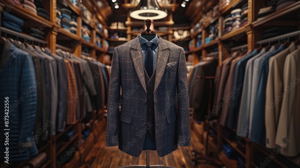 Tailored Suit on Display in a Fashionable Boutique Tailored Suit on Display in a Fashionable Boutique