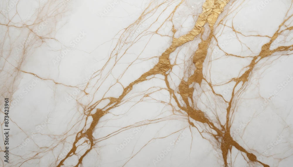 Golden veins on a white marble surface Golden veins on a white marble surface