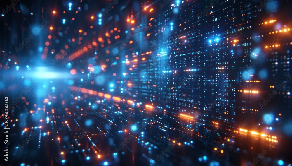 Fototapeta premium Abstract Digital Network with Glowing Lights