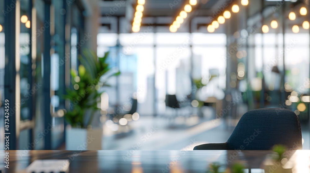 Professional Workspace with an Empty Table and a chair in a Stylish Office Setting Professional Workspace with an Empty Table and a chair in a Stylish Office Setting