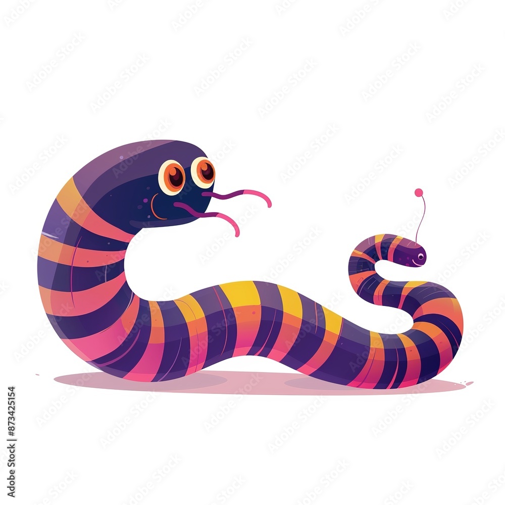 Naklejka premium Earthworm Minimalist fashion cartoon isolated whitebackground