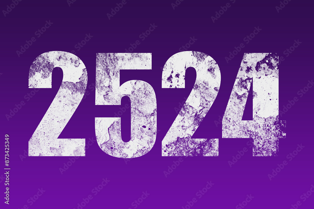 flat white grunge number of 2524 on purple background. flat white grunge number of 2524 on purple background.