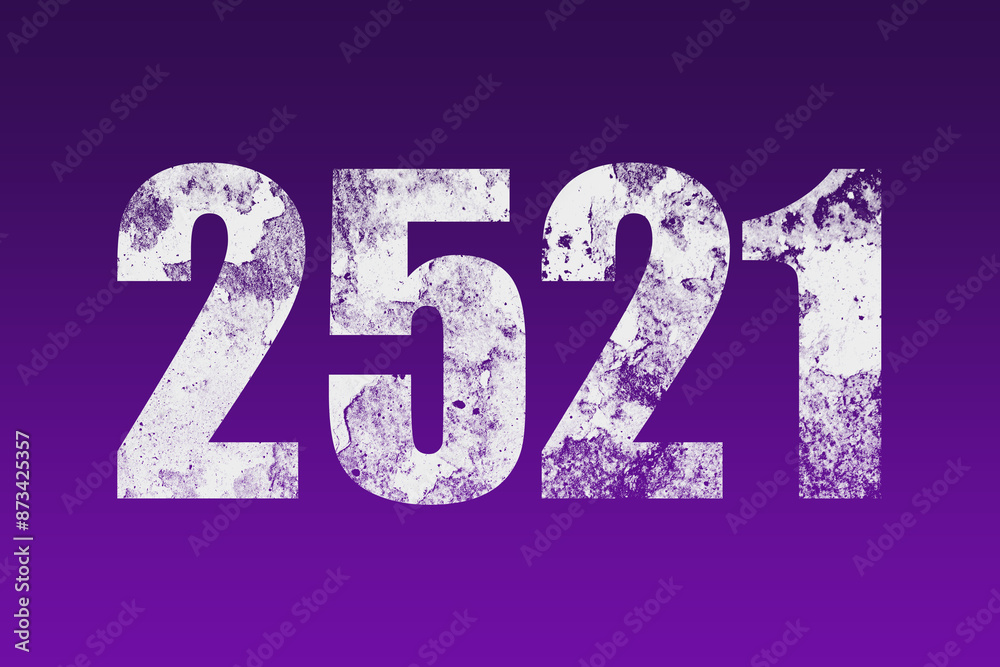 flat white grunge number of 2521 on purple background. flat white grunge number of 2521 on purple background.