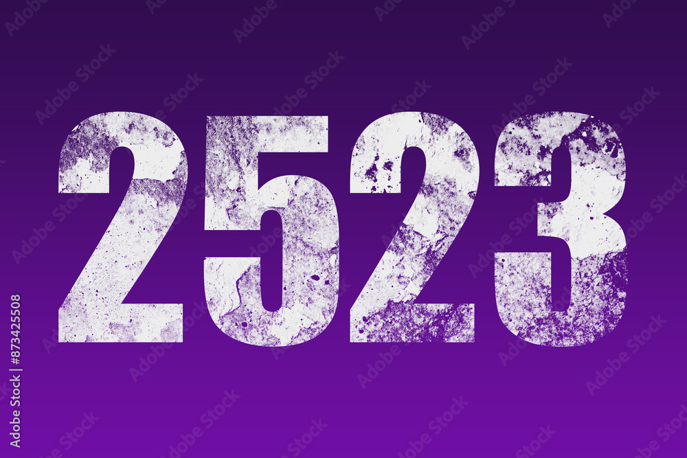 flat white grunge number of 2523 on purple background. flat white grunge number of 2523 on purple background.