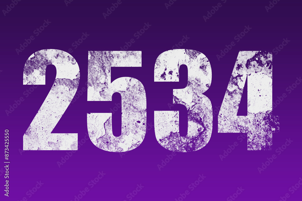 flat white grunge number of 2534 on purple background. flat white grunge number of 2534 on purple background.