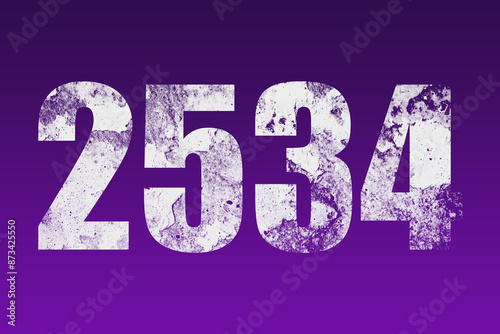 flat white grunge number of 2534 on purple background. 