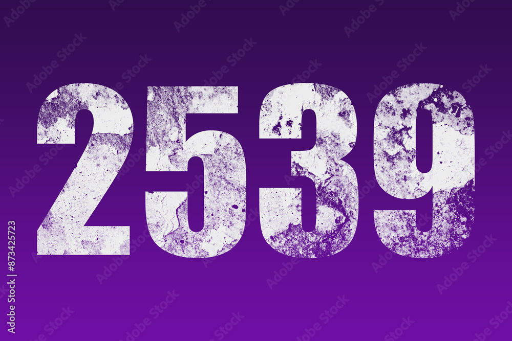 flat white grunge number of 2539 on purple background. flat white grunge number of 2539 on purple background.