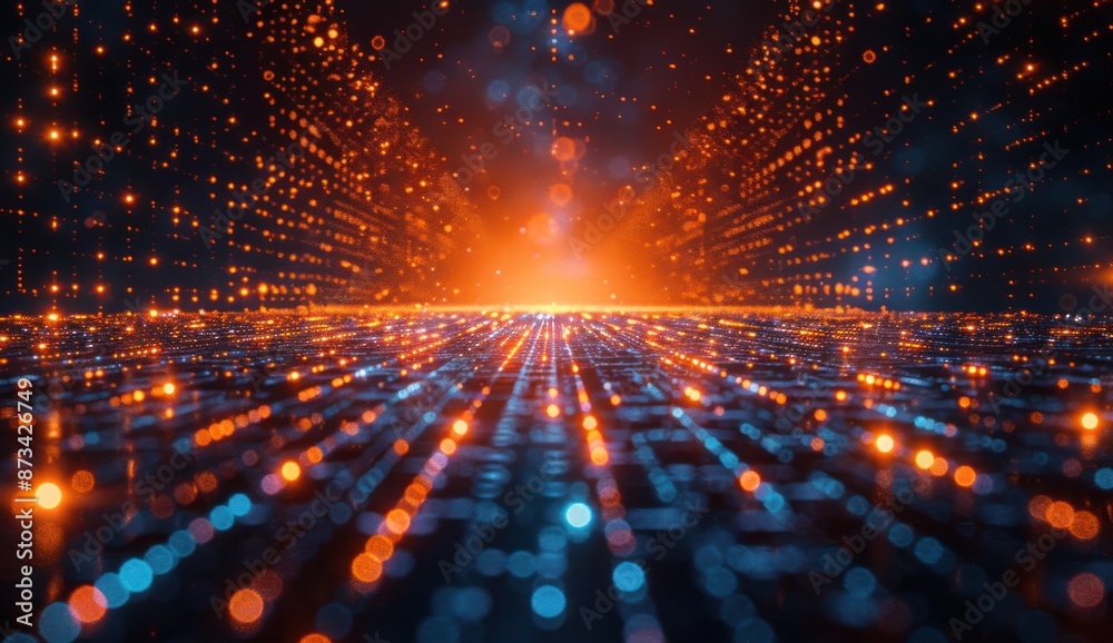 Fototapeta premium Abstract Digital Landscape with Glowing Lights