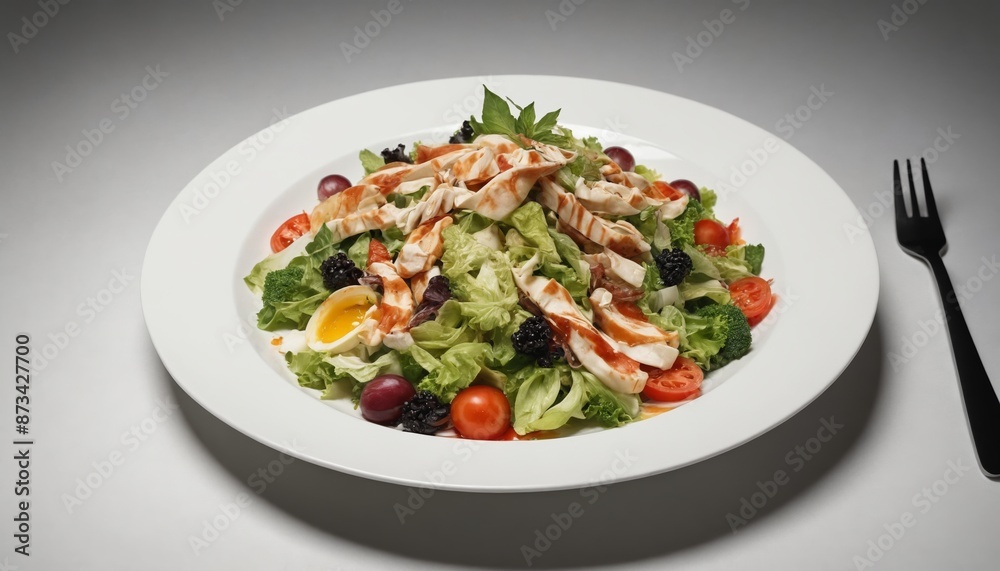 A festive salad with smoked salmon, egg, and cherry tomatoes A festive salad with smoked salmon, egg, and cherry tomatoes