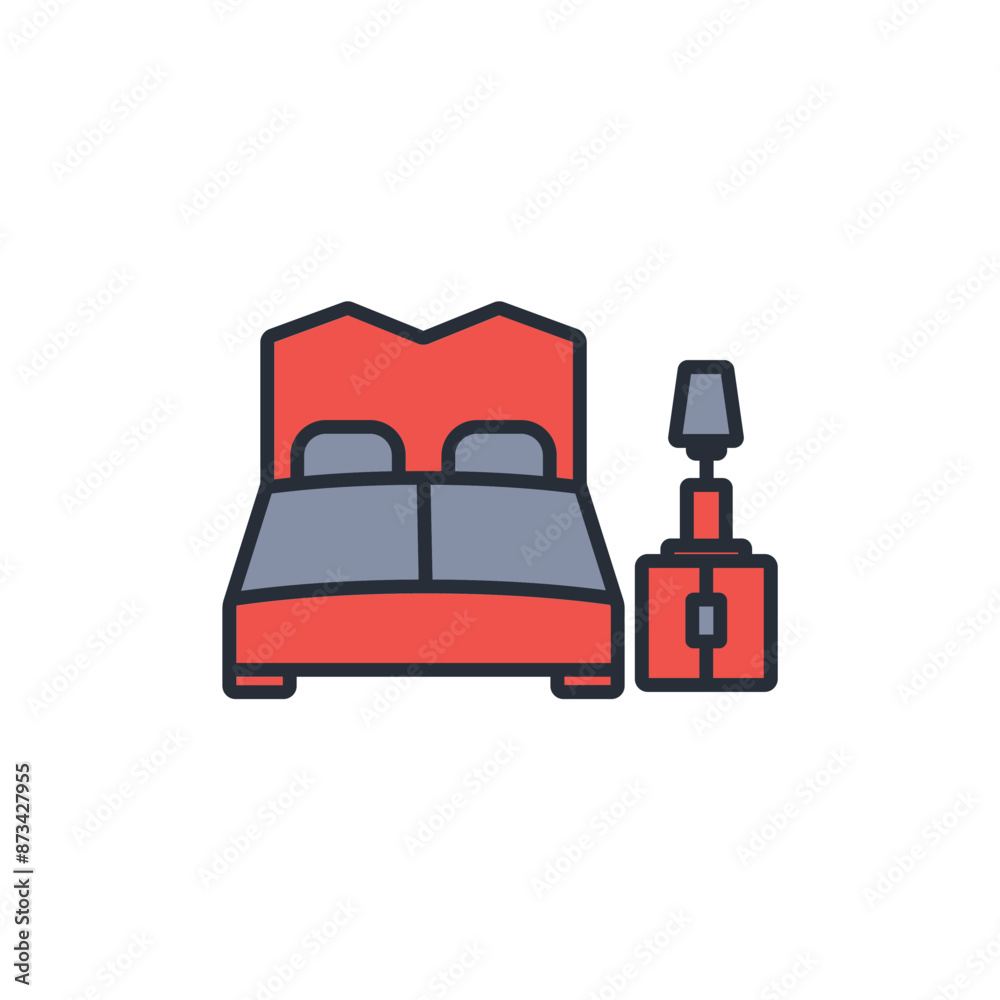 bedroom icon. vector.Editable stroke.linear style sign for use web design,logo.Symbol illustration. bedroom icon. vector.Editable stroke.linear style sign for use web design,logo.Symbol illustration.