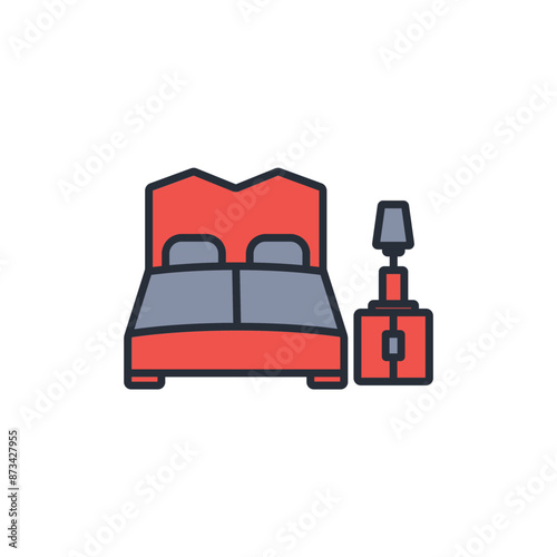 bedroom icon. vector.Editable stroke.linear style sign for use web design,logo.Symbol illustration.