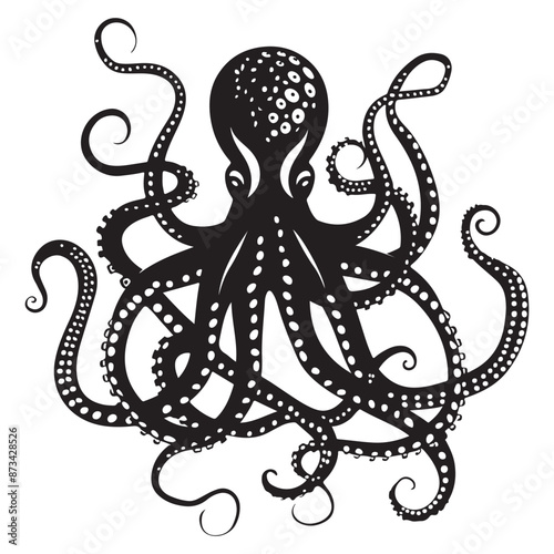 Octopus Silhouette Bold Marine Life Illustration Perfect for Nautical and Ocean-Themed Designs