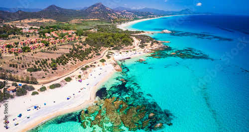 Fototapeta Naklejka Na Ścianę i Meble -  Italy. Sardegna island best scenic beaches . Costa Rei in the south , famous for white sandy beaches and turquoise crystal sea.
