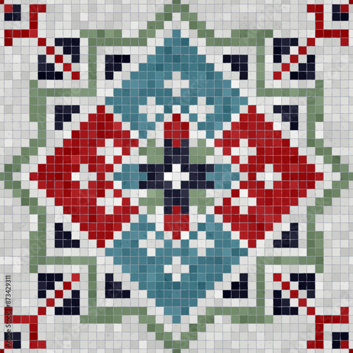Mosaic tiles  background, seamless vector pattern