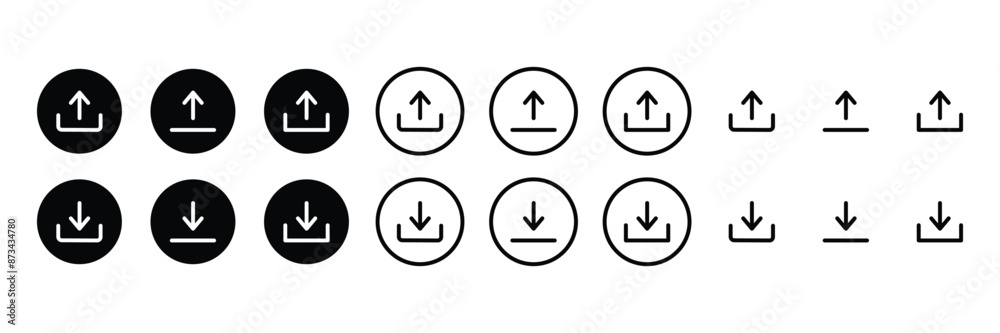 Set of Upload and download icon collection. Vector Illustration. Set of Upload and download icon collection. Vector Illustration.