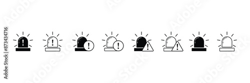 Set of Emergency siren icon collection. Important message or alert, ambulance, police attention signal symbol. Vector illustration.