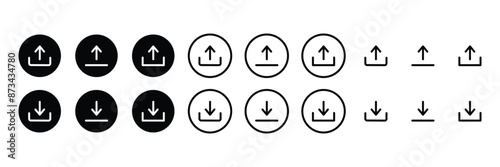 Set of Upload and download icon collection. Vector Illustration.