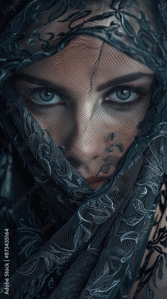 A mysterious woman in a black veil A mysterious woman in a black veil