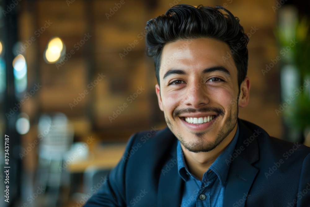 Fototapeta premium Hispanic handsome man smiling, Sales Manager