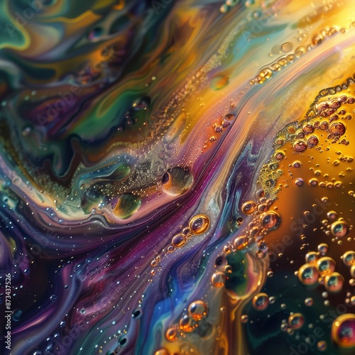 Vibrant Abstract Oil and Water Macro Photography - Perfect for Modern Art Designs and Posters © spyrakot