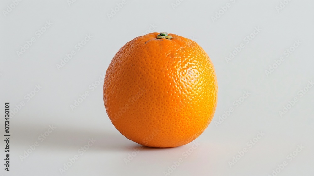 A single, perfectly round orange with a bright, smooth peel, set against a plain white background A single, perfectly round orange with a bright, smooth peel, set against a plain white background