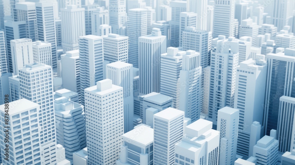 Obraz premium A view from above of tall glass skyscrapers in a city center