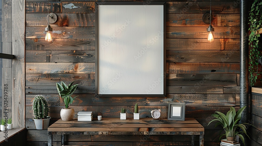 Rustic Interior Design with Wooden Walls and a Blank Canvas Rustic Interior Design with Wooden Walls and a Blank Canvas