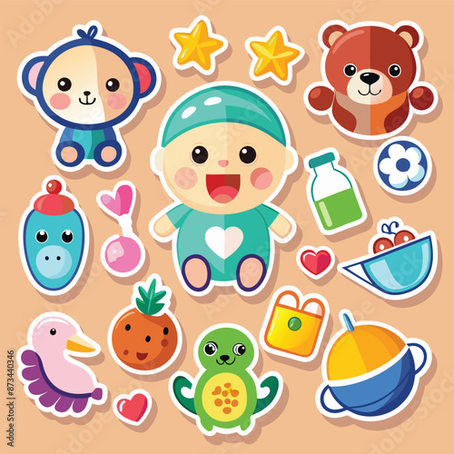 cute baby sticker set
