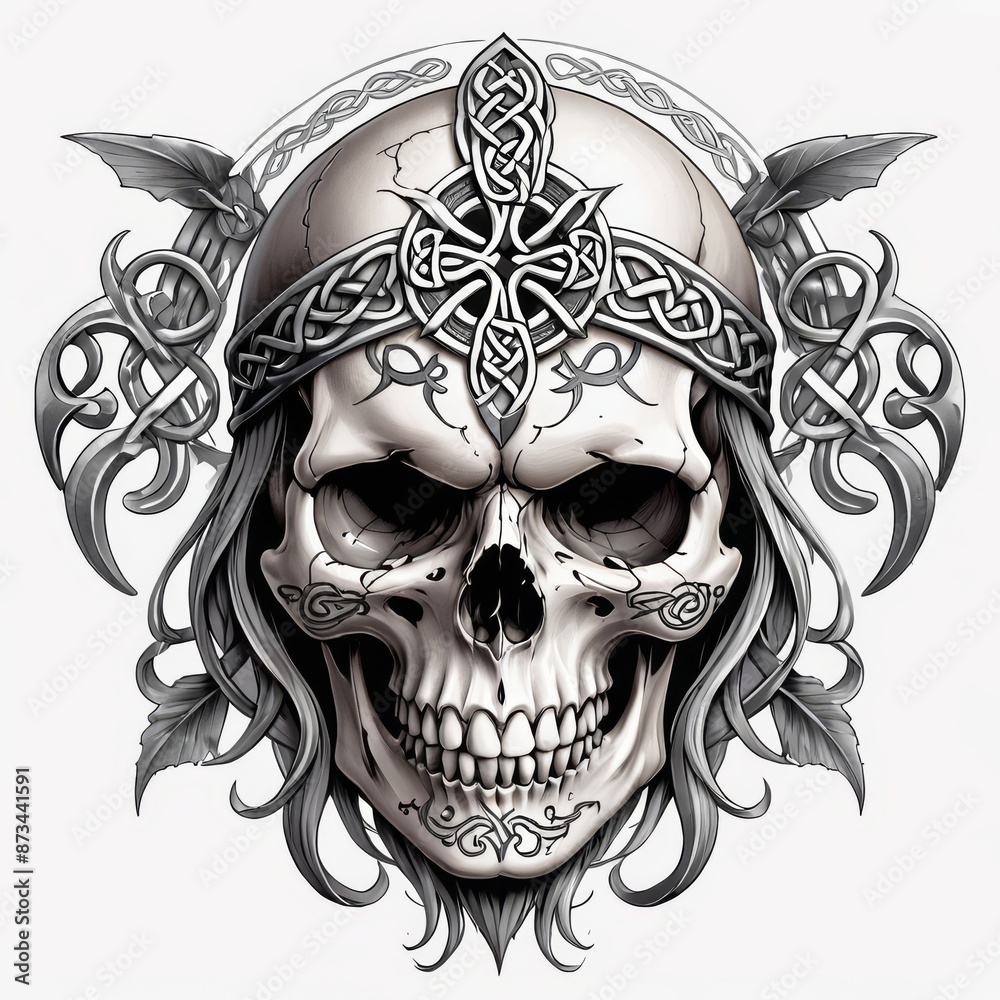 Naklejka premium Celtic Skull Ornament
