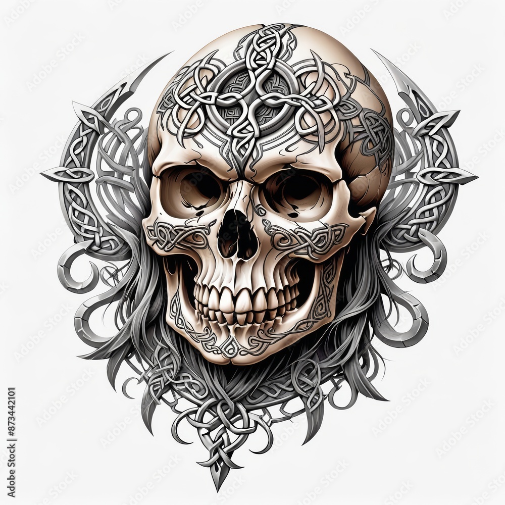 Naklejka premium Celtic Skull Ornament