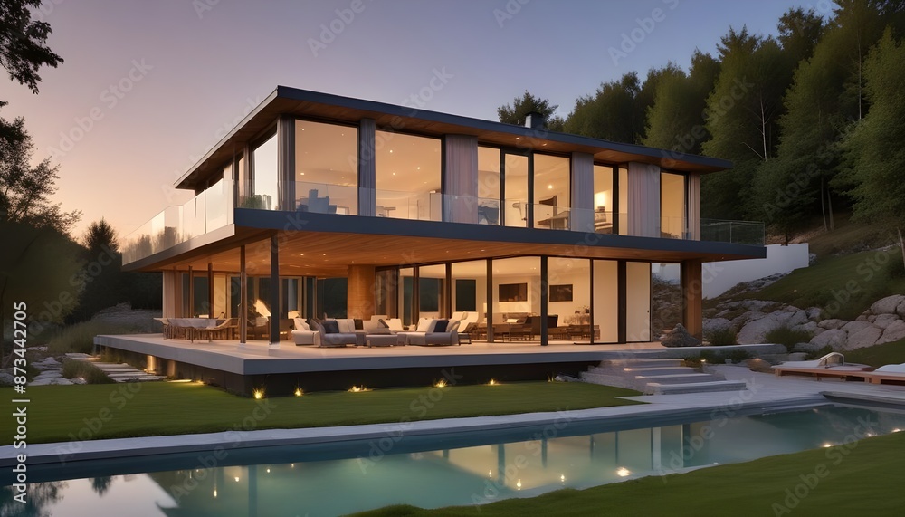 Fototapeta premium Modern luxury ecology house in elegent and luxurious look