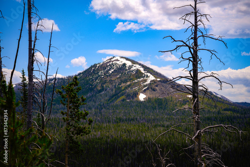 Snow-covered Top Notch Peak Mountain near Sylvan Lake in Yellowstone National Park in East Custer, South Dakota, USA photo