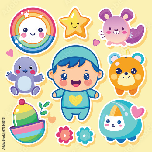 cute baby sticker set