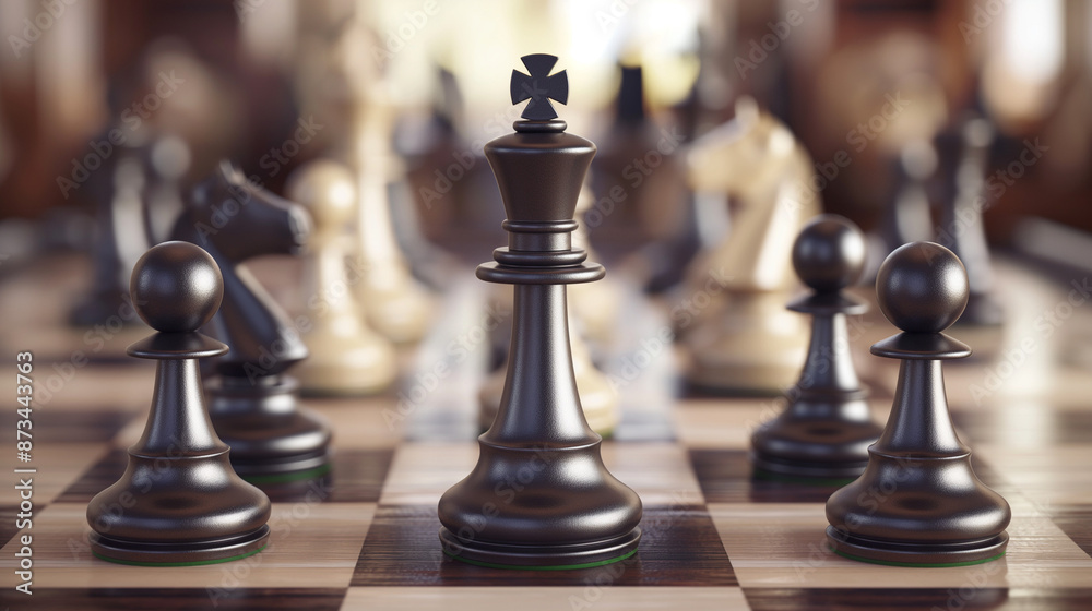 Chess Pieces on Board with Focus on King
Chess Pieces on Board with Focus on King