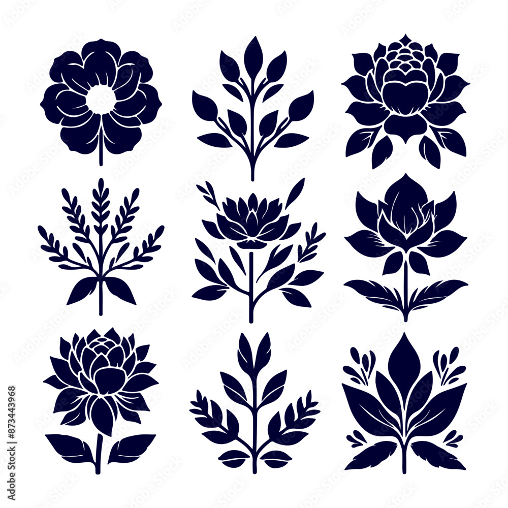 Fototapeta premium Creative Botanical set with flowers Design.