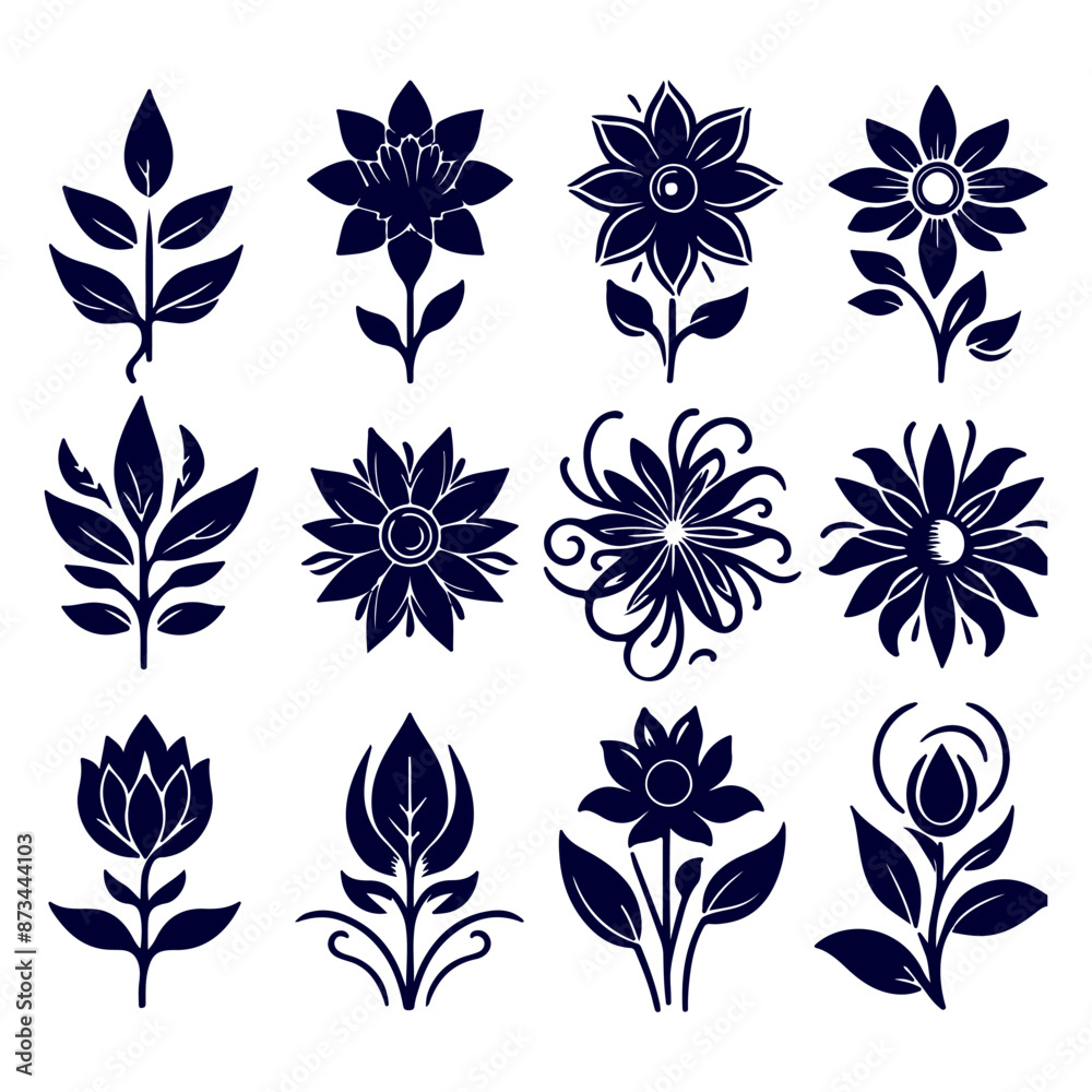 Obraz premium Creative Botanical set with flowers Design.