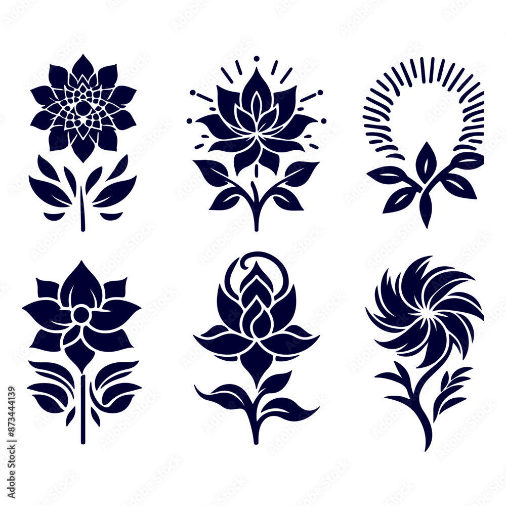 Fototapeta premium Creative Botanical set with flowers Design.