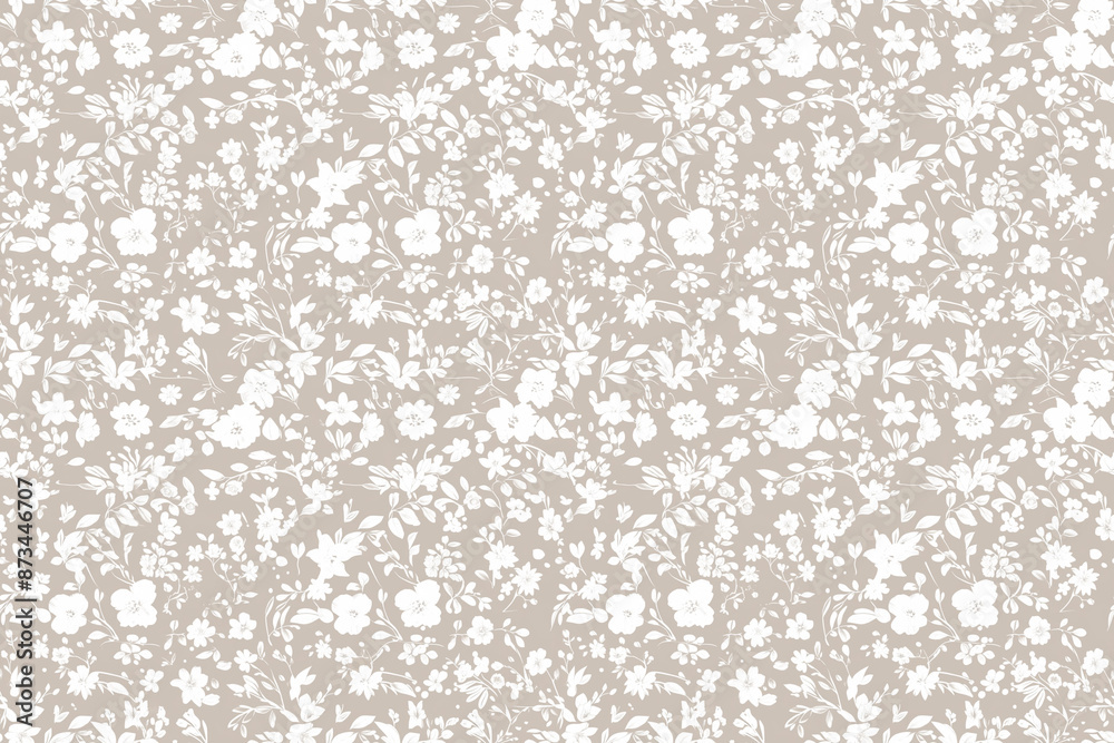 A seamless floral pattern in white on a beige background, featuring delicate and intricate flower designs. A seamless floral pattern in white on a beige background, featuring delicate and intricate flower designs.