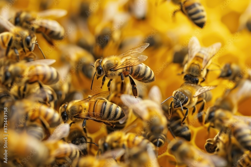 Pollinated Bee flower population. Macro garden. Generate Ai Pollinated Bee flower population. Macro garden. Generate Ai