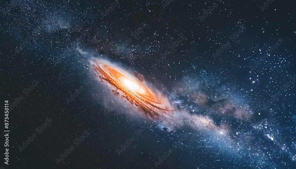 Beautiful galaxy and nebula in the night sky. Starry background perfect for astronomy and science enthusiasts. Glowing cosmic light and planets create an abstract and mystical Beautiful galaxy and nebula in the night sky. Starry background perfect for astronomy and science enthusiasts. Glowing cosmic light and planets create an abstract and mystical