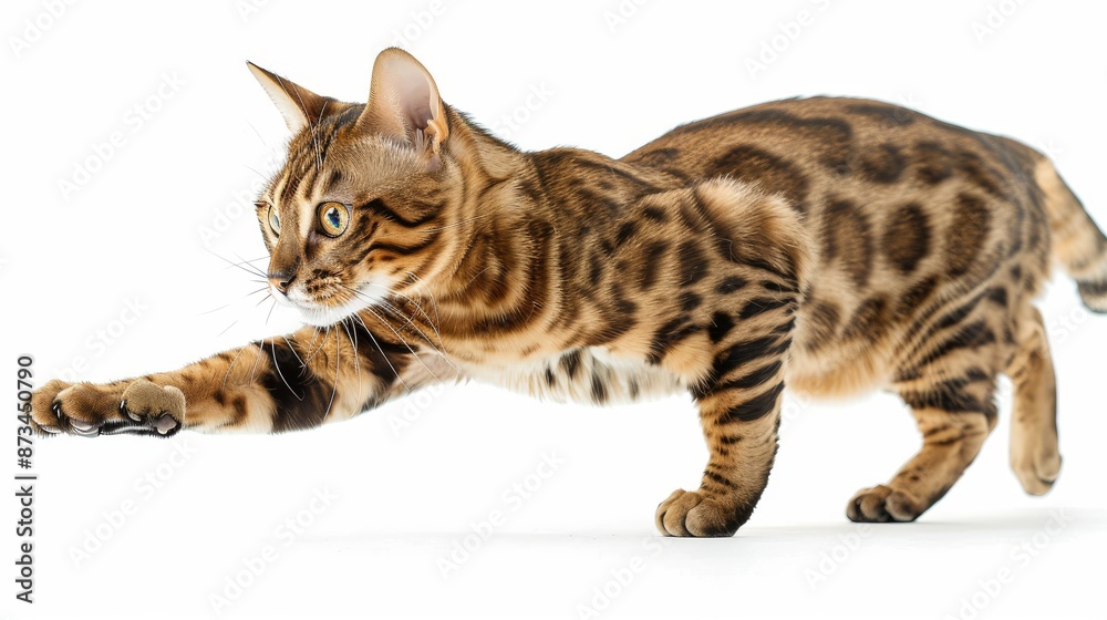a Bengal cat with its distinctive spotted coat a Bengal cat with its distinctive spotted coat