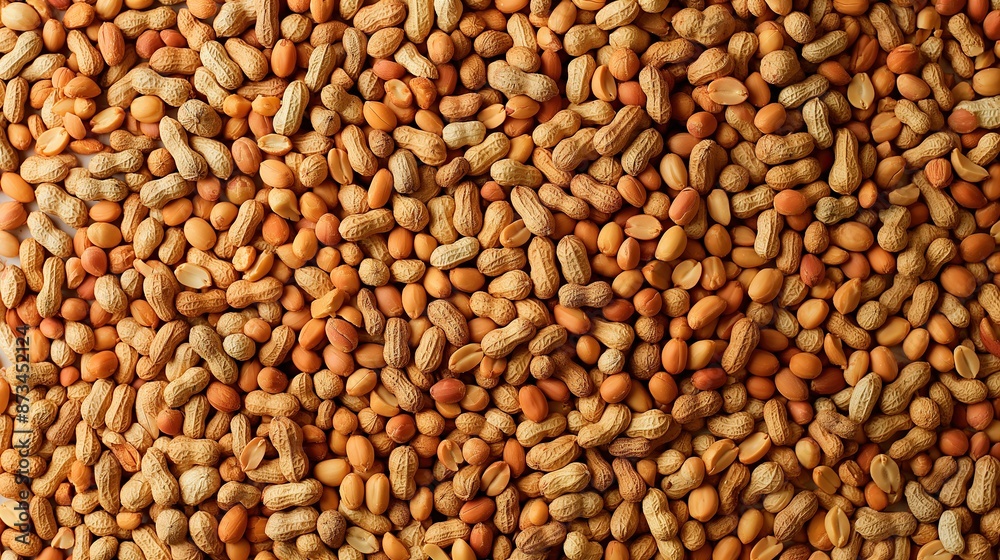 A Mixed Display of Peanuts Featuring Both Shelled and Unshelled Varieties Arranged on a Smooth Surface A Mixed Display of Peanuts Featuring Both Shelled and Unshelled Varieties Arranged on a Smooth Surface